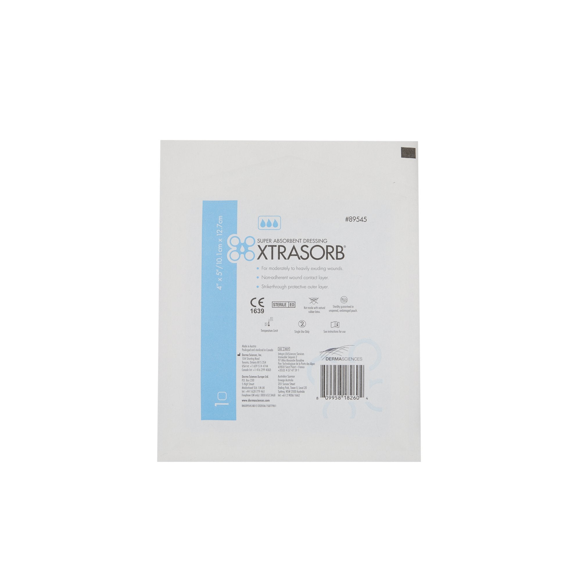 xtrasorb™ Classic Gelling Foam Dressing, 4 x 5 Inch 89545