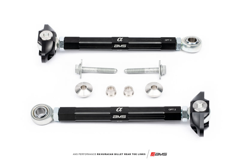 AMS Performance 2017+ Audi R8 RWD/AWD / 2015+ Lamborghini Huracan RWD Only Billet Rear Toe Links ALP.37.11.0010-1