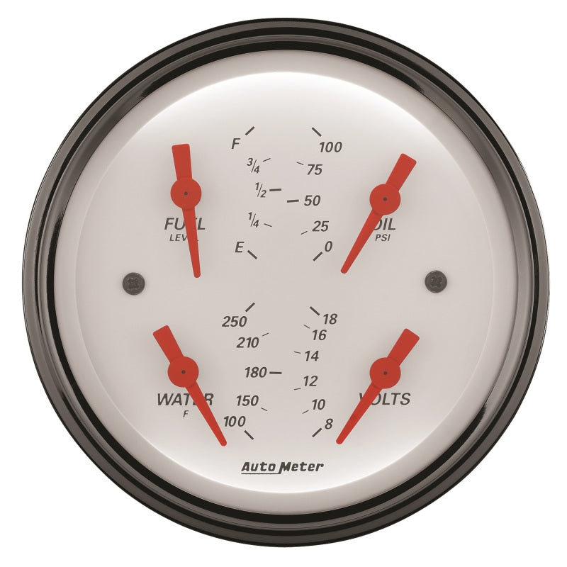 AutoMeter Gauge Quad 3-3/8in. 0 Ohm(e) to 90 Ohm(f)Elec Arctic White 1314