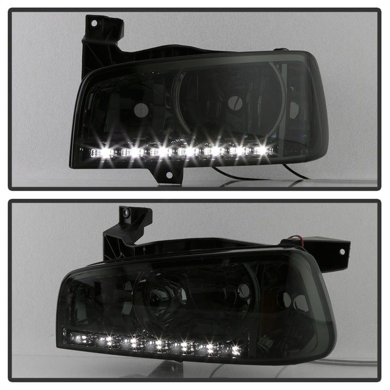 SPYDER Xtune Dodge Charger 06-10 1Pc LED Crystal Headlights Smoke HD-ON-DCH05-1PC-LED-SM 5017642