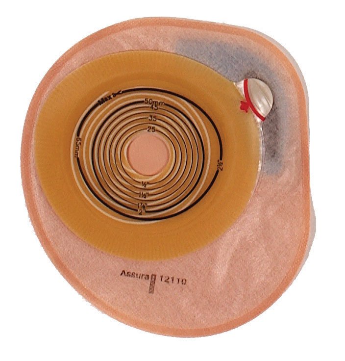 Colostomy Pouch Assura® One-Piece System 8-1/2 Inch Length, Maxi Convex Light, Trim to Fit 3/4 to 1-3/4 Inch Stoma Closed End 14442
