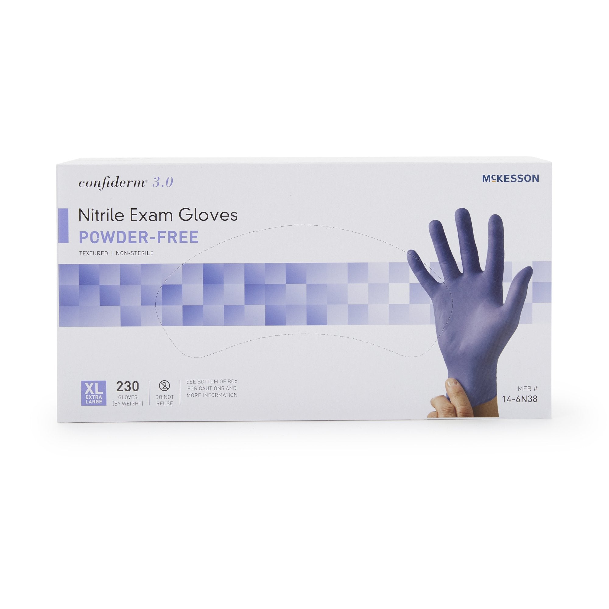 McKesson Confiderm® 3.0 Nitrile Exam Glove, Extra Large, Blue 14-6N38