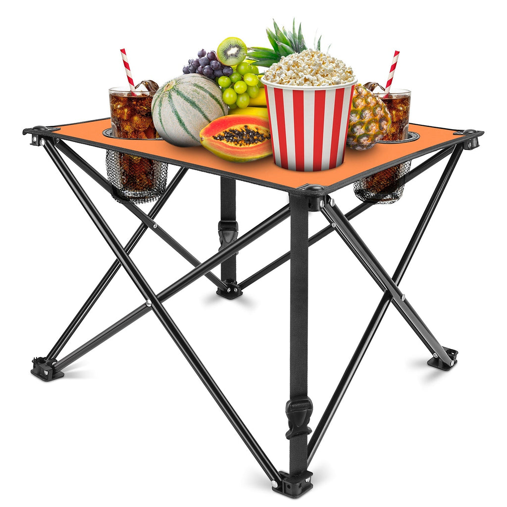 2Pcs Foldable Camping Table Portable Picnic Table Lightweight Travel Desk with 2 Cup Holders/Table Carrying Bag