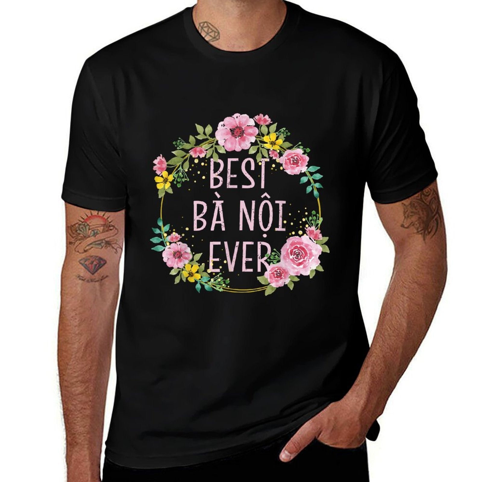 Women Floral Vietnamese Grandma  Best Ba Noi Ever  Quick-drying T-Shirt