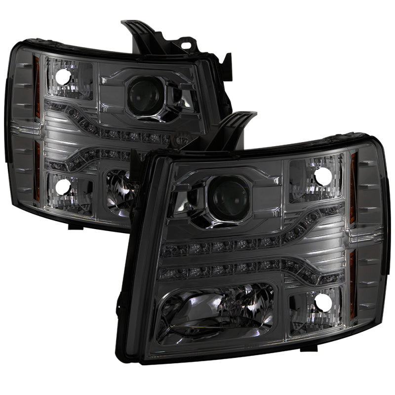 SPYDER Chevy Silverado 1500 07-13 V2 Projector Headlights - LED DRL - Smoke PRO-YD-CS07V2-DRL-SM 5083593