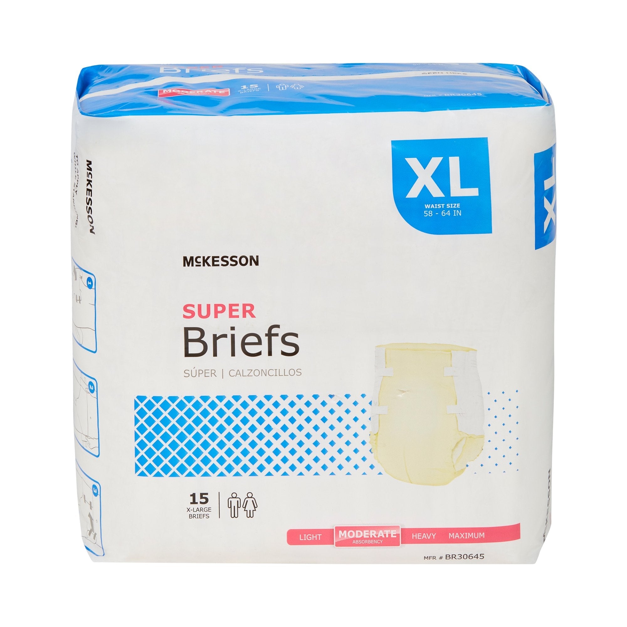 McKesson Super Moderate Absorbency Incontinence Briefs, Extra Large BR30645