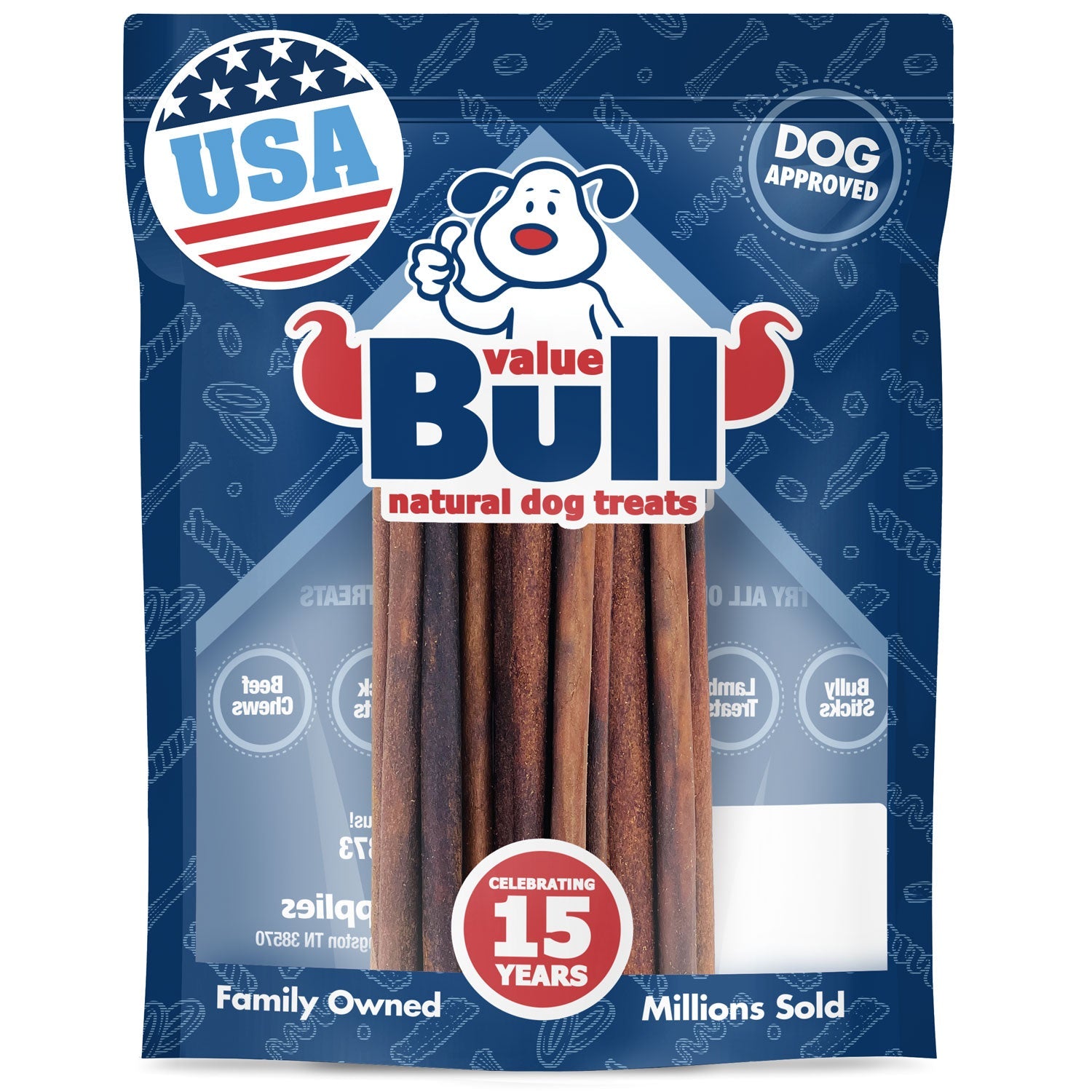 ValueBull USA Beef Collagen Sticks for Dogs, 12 Inch Thin Chews, 10 Count