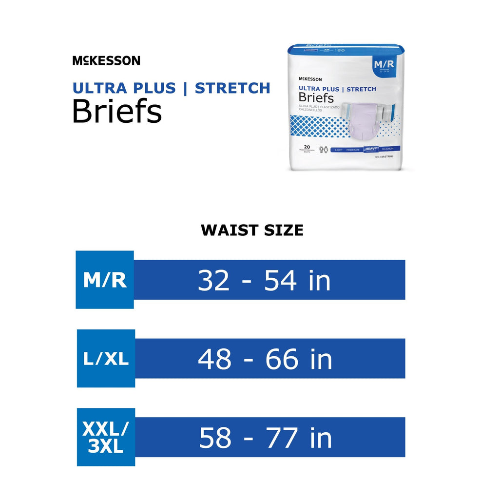 McKesson Ultra Plus Stretch Heavy Absorbency Incontinence Brief, Large / X-Large BRSTRLXL
