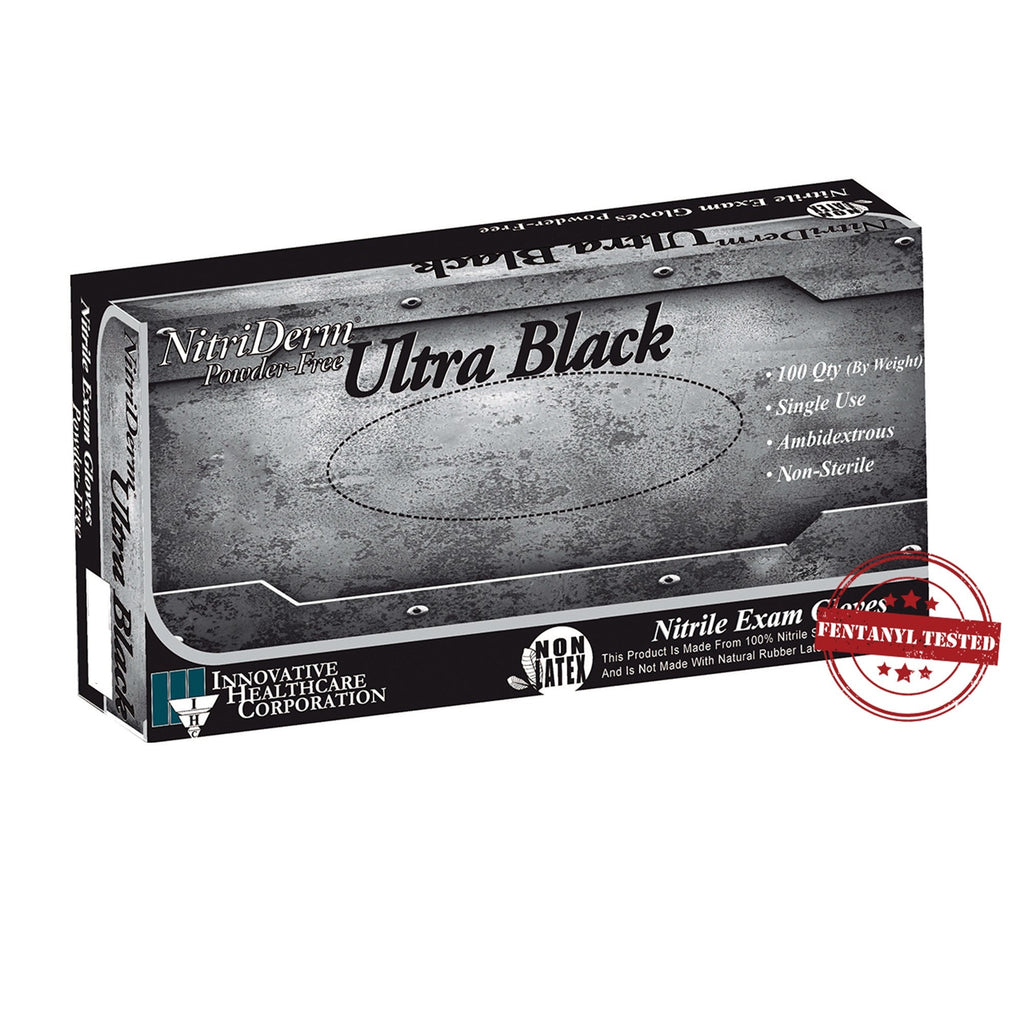 NitriDerm® Ultra Black Nitrile Exam Glove, Medium, Black 187200