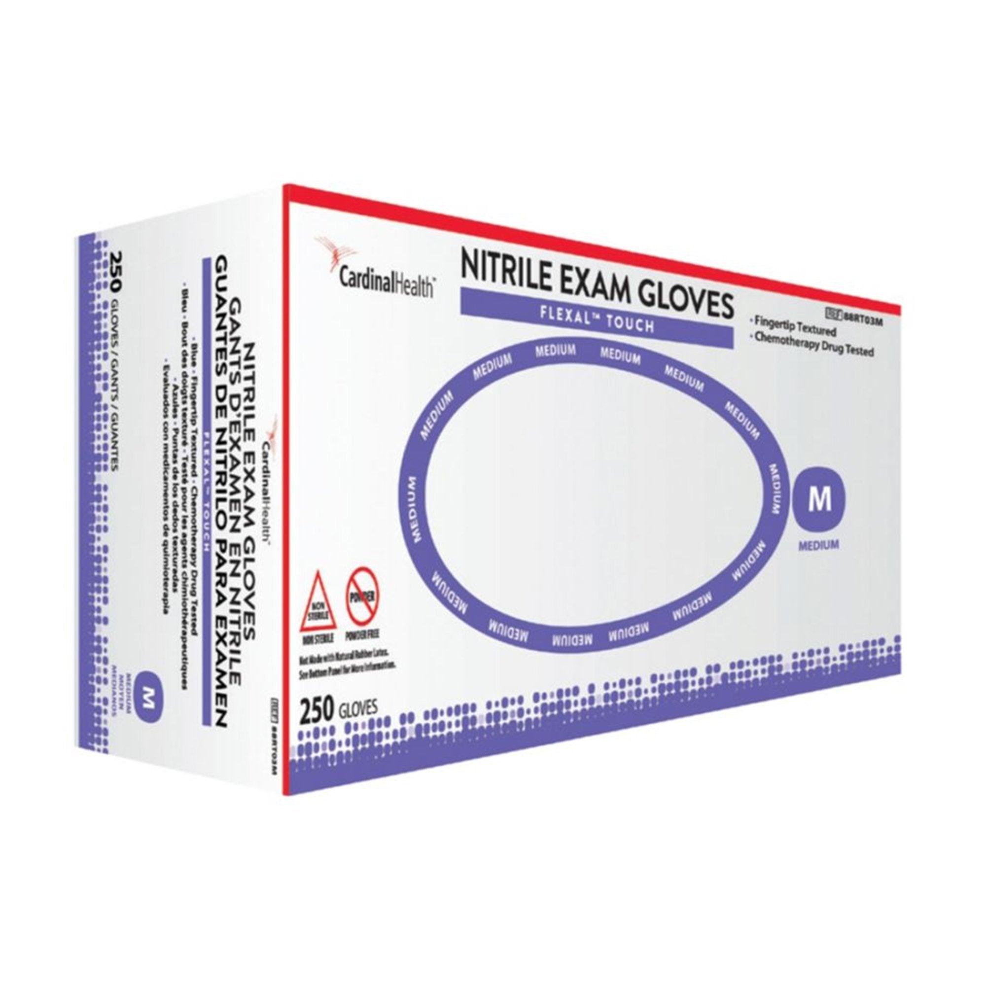 Exam Glove FLEXAL™ Touch Small NonSterile Nitrile Standard Cuff Length Textured Fingertips Blue Chemo Tested 88RT02S