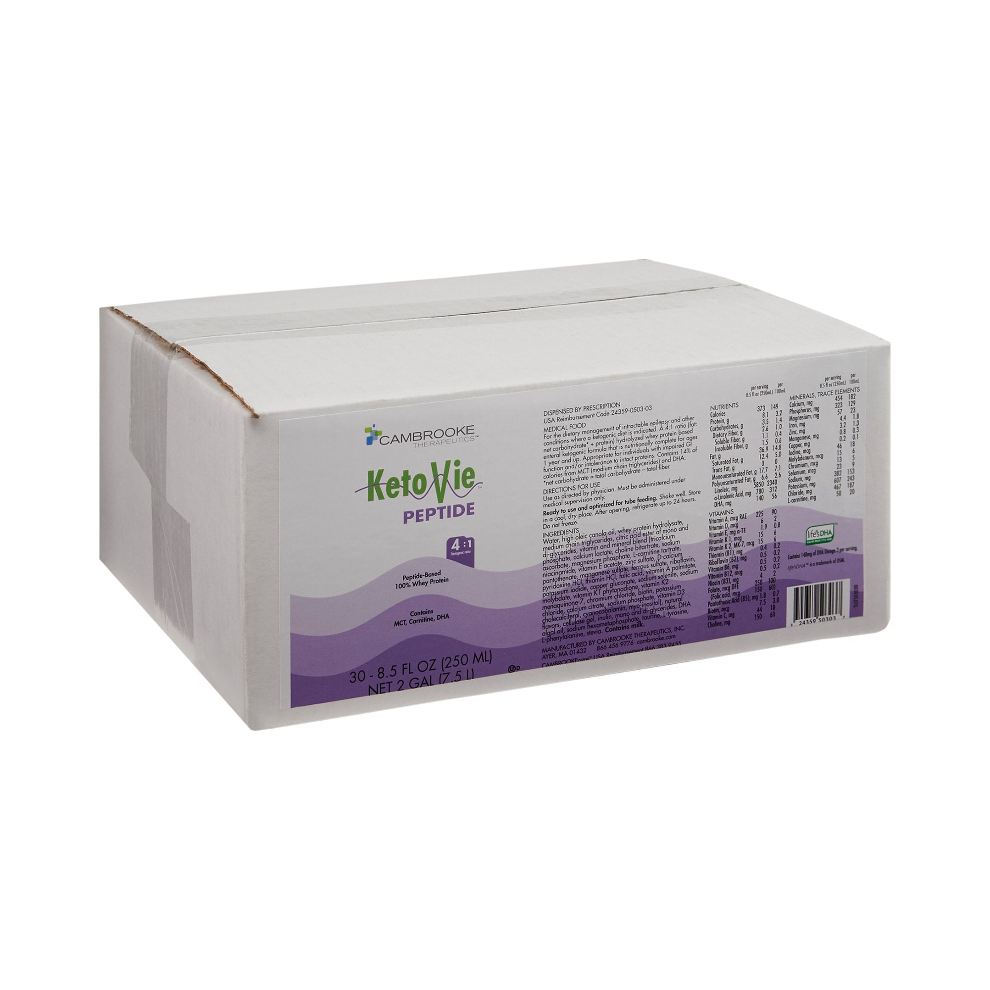 KetoVie™ Peptide 4:1 Ketogenic Medical Food, 8.5-ounce carton 50303