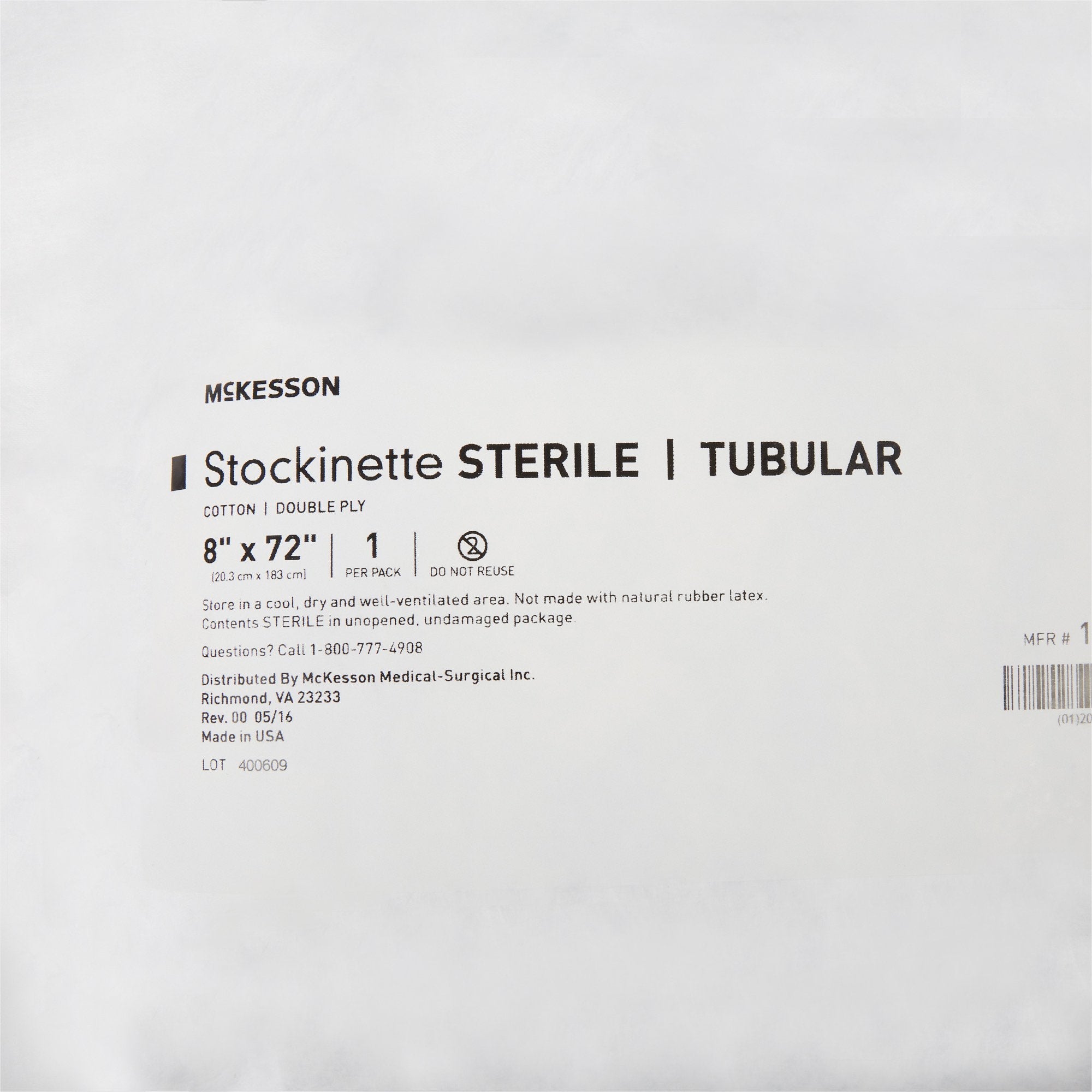McKesson Beige Cotton Tubular Stockinette, 8 x 72 Inch 16-3D-872