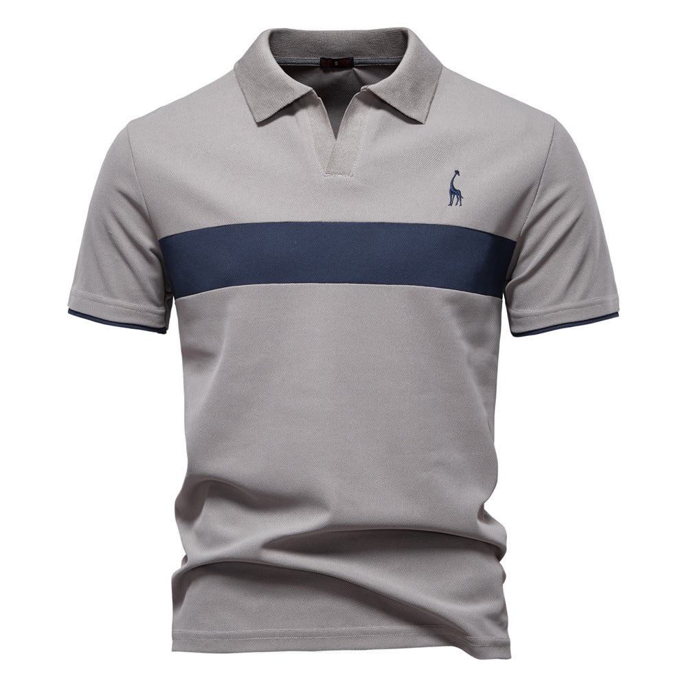 Deer Embroidered POLO Men's Lapel Short-sleeved T-shirt