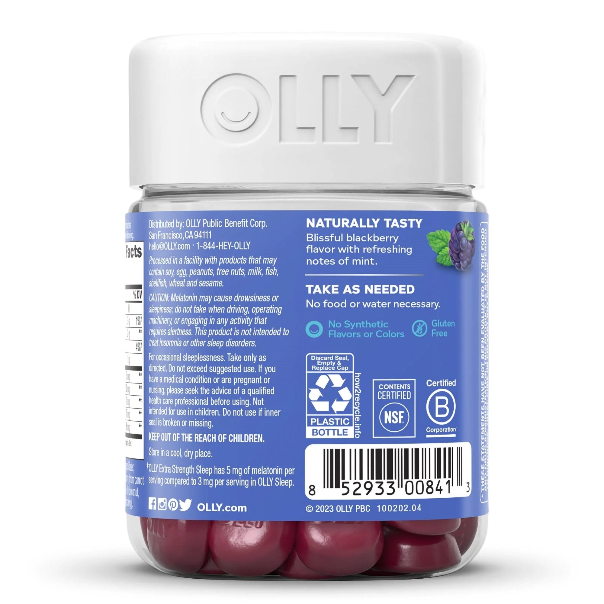 Sleep Aid OLLY® Extra Strength Sleep 50 per Bottle Gummy 5 mg - 100 mg Strength 85293300841