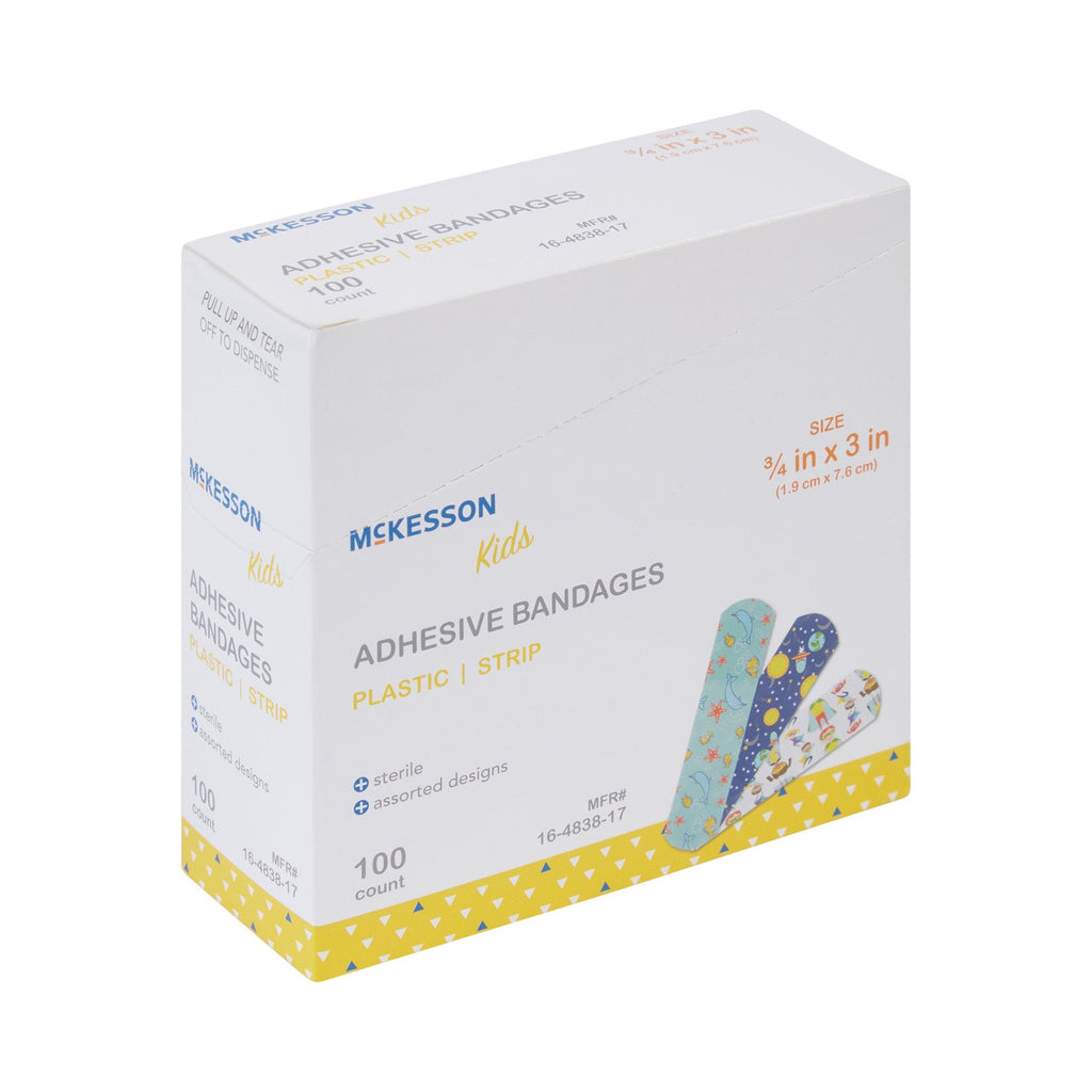McKesson Kids™ Kid Design (Assorted Prints) Adhesive Strip, 3/4 x 3 Inch 16-4838-17