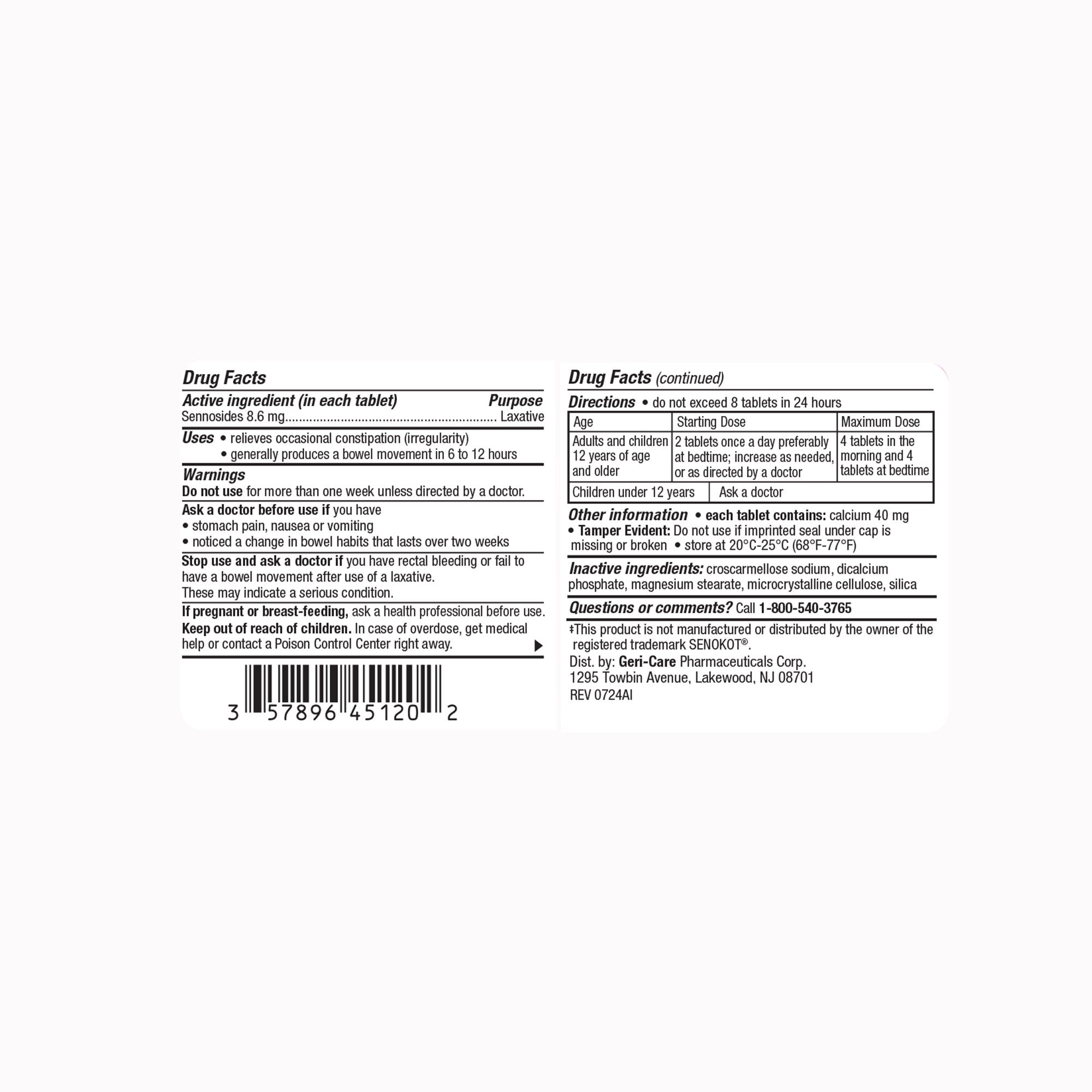 Geri-Care® Geri-Kot Senna Concentrate Natural Vegetable Laxative 451-20-GCP