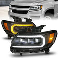 ANZO 15-22 Chevrolet Colorado Full LED Projector Headlights w/ Initiation & Sequential - Black 111615