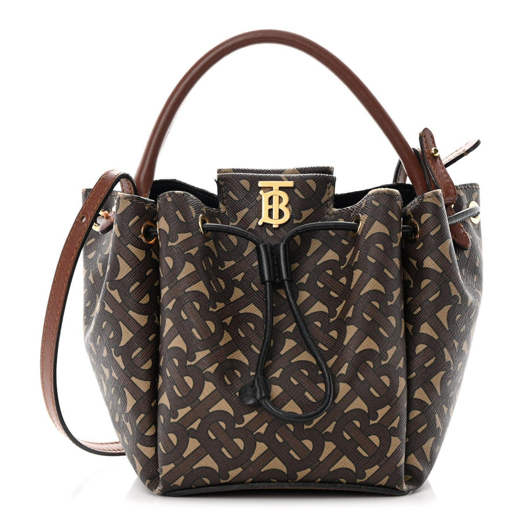 Burberry E-canvas Monogram TB Bucket Bag Bridle