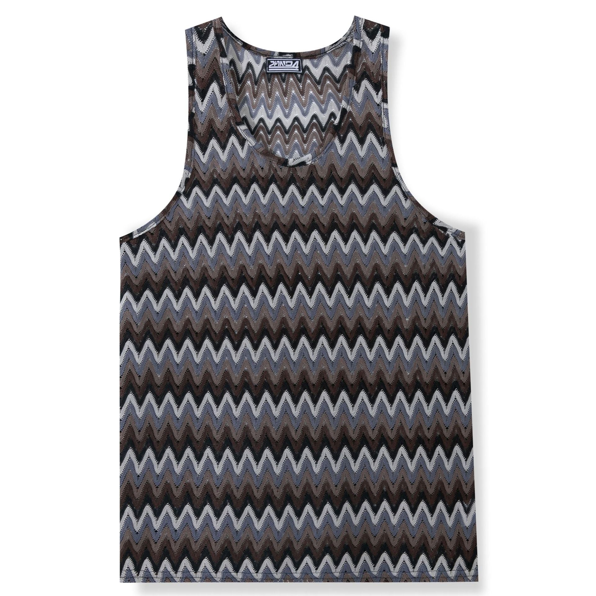 Summer Casual Men's Clothing Retro Style Contrast Color Wave Color Stripes Fabric Vest