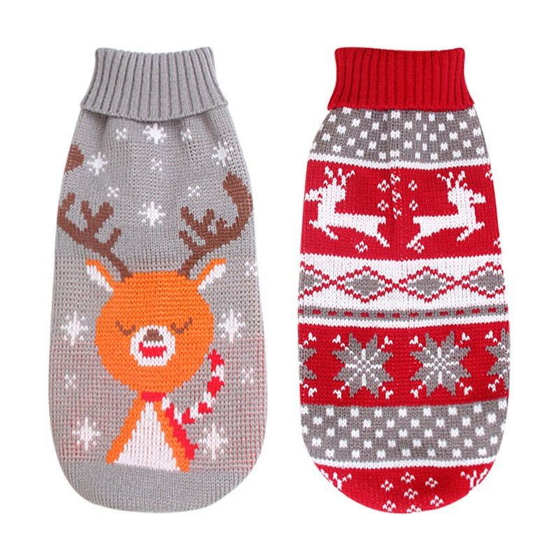 Christmas Turtleneck Knitting Sweater Dog Clothing