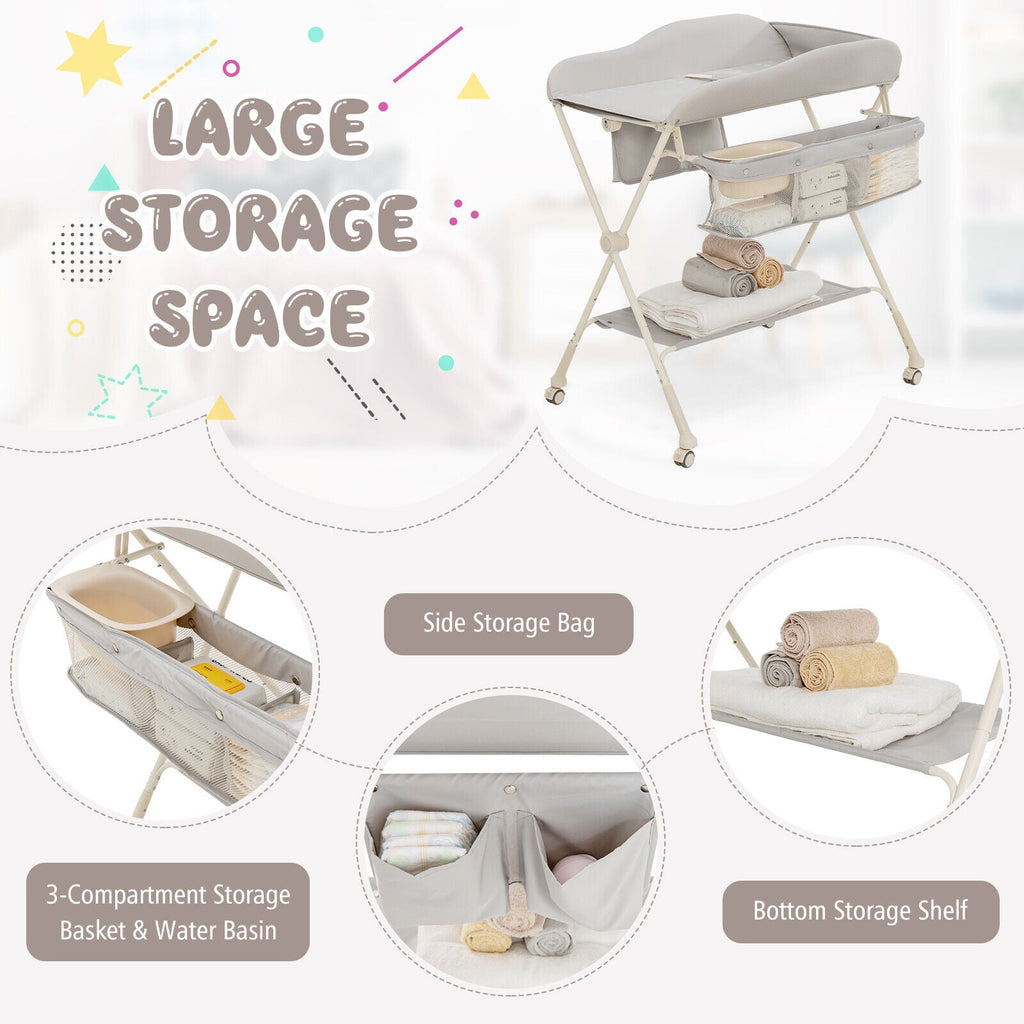 Baby Diaper Changing Table with Water Basin Wheel - PhishStones Products