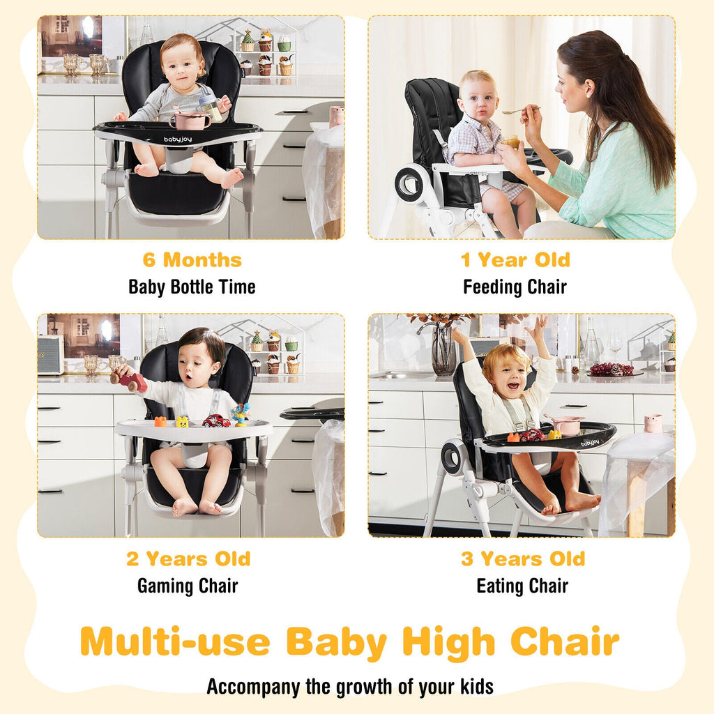 Baby High Chair Foldable Feeding Chair with 4 Lockable Wheels - PhishStones Products