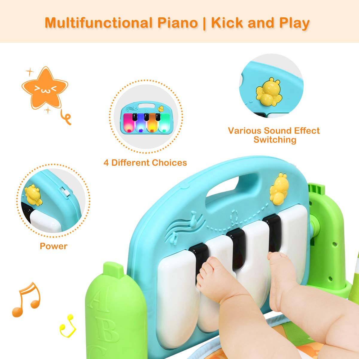 Baby Kick and Play Piano Gym Activity Play Mat - PhishStones Products