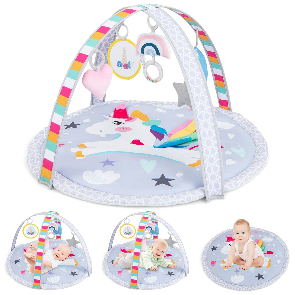 Baby Play Gym Mat 7 - in - 1 Tummy Time Activity Mat with 5 Detachable Toys - Multicolor - PhishStones Products