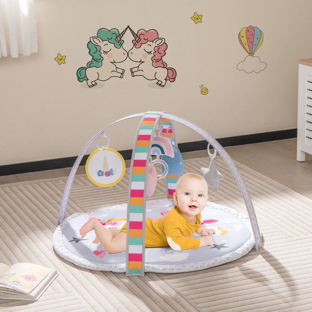 Baby Play Gym Mat 7 - in - 1 Tummy Time Activity Mat with 5 Detachable Toys - Multicolor - PhishStones Products