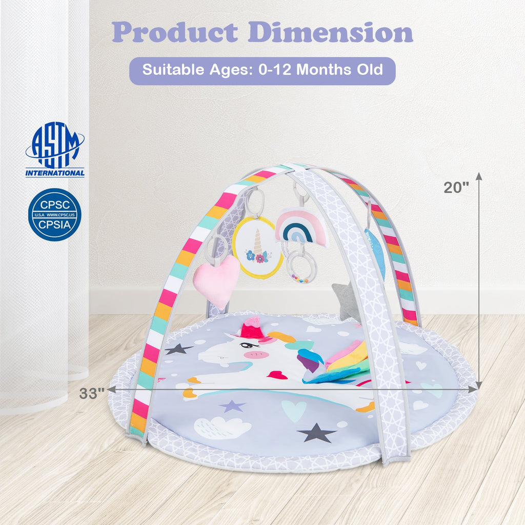 Baby Play Gym Mat 7 - in - 1 Tummy Time Activity Mat with 5 Detachable Toys - Multicolor - PhishStones Products