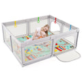Baby Playpen with Mat and Breathable Mesh - Gray - PhishStones Products