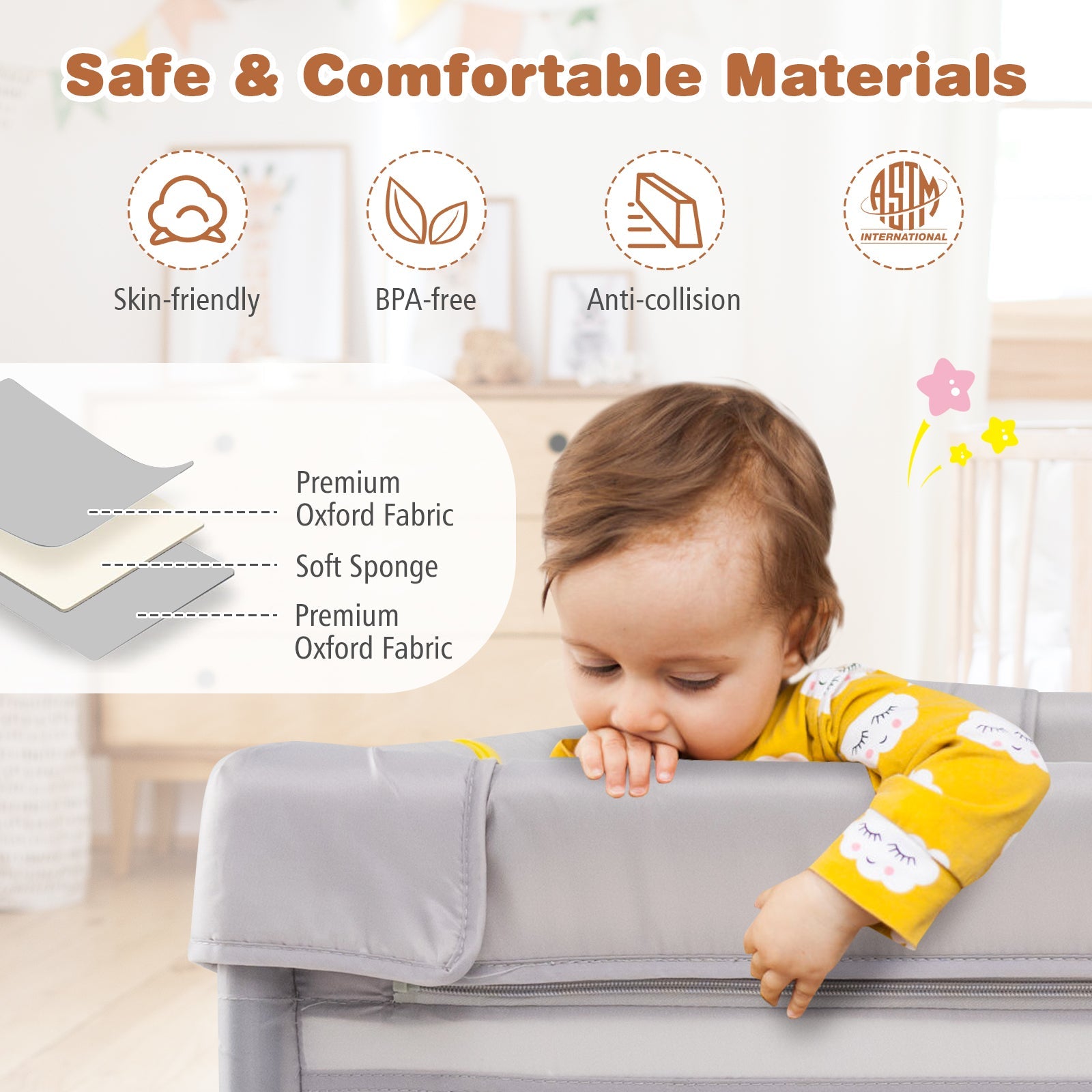 Baby Playpen with Mat and Breathable Mesh - Gray - PhishStones Products