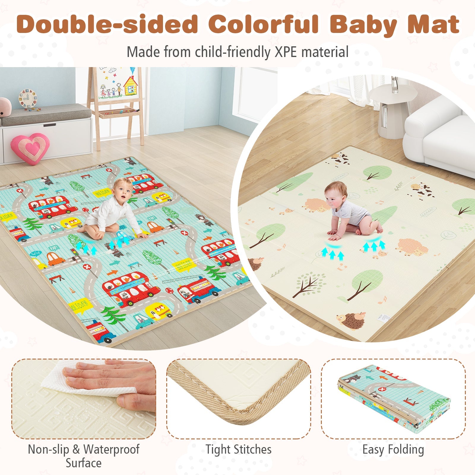 Baby Playpen with Mat and Breathable Mesh - Gray - PhishStones Products
