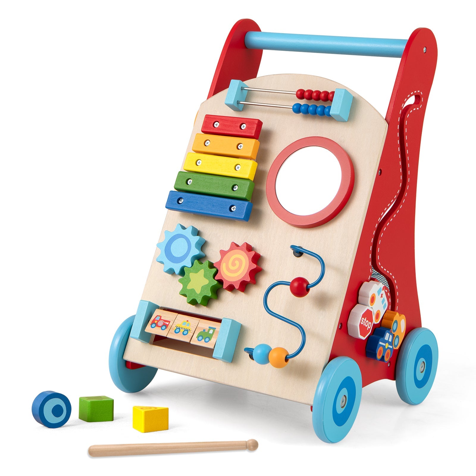 Baby Push Walker with Handle and Wheels for Boys & Girls 3+ Years Old - Muticolor - PhishStones Products