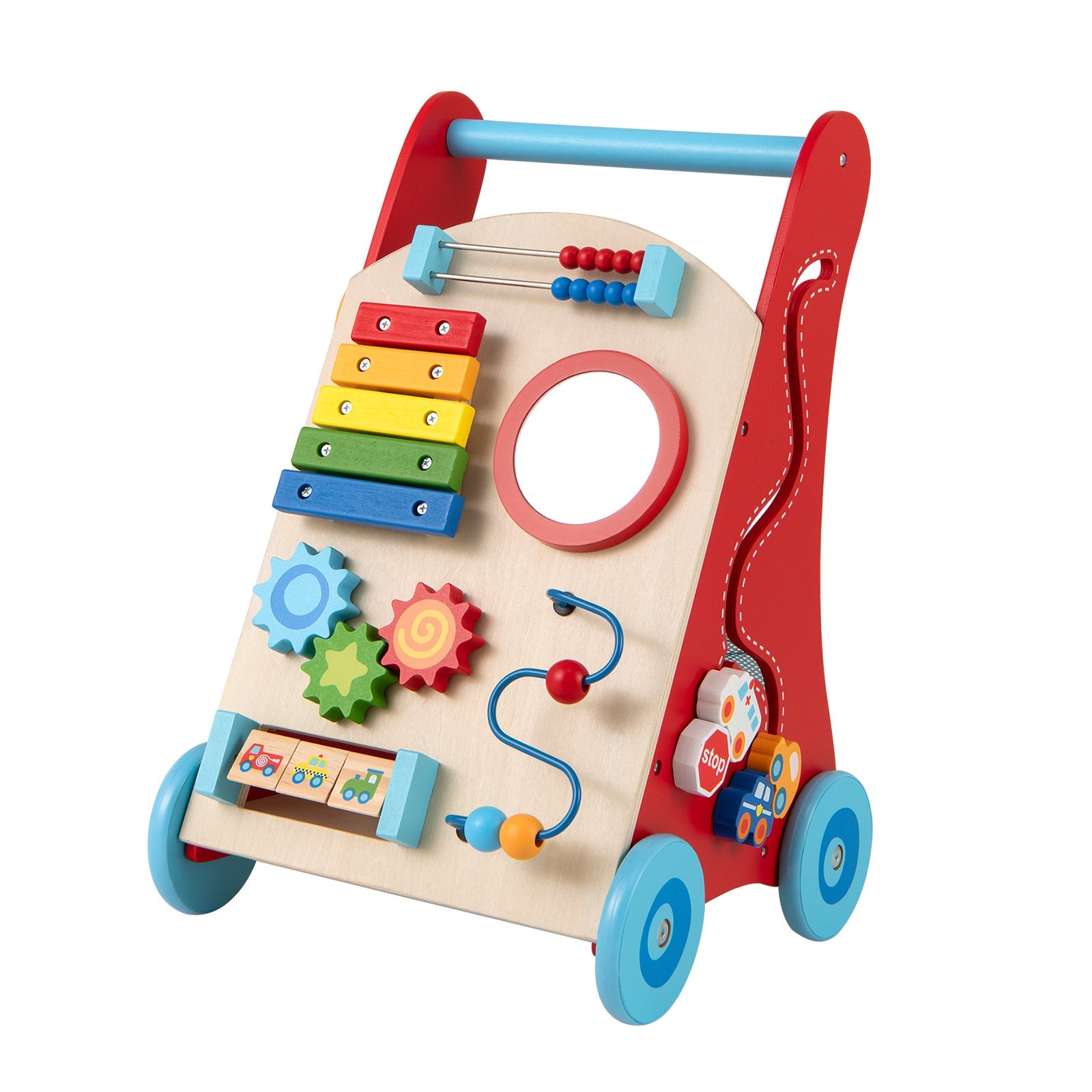 Baby Push Walker with Handle and Wheels for Boys & Girls 3+ Years Old - Muticolor - PhishStones Products