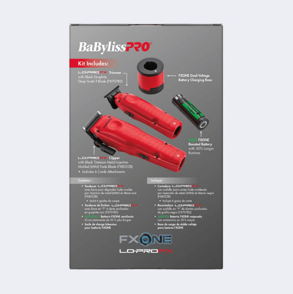 BaBylissPRO® FXONE™ Lo - ProFX Limited Edition Matte Red Clipper, Trimmer & Boosted Battery Gift Set - PhishStones Products