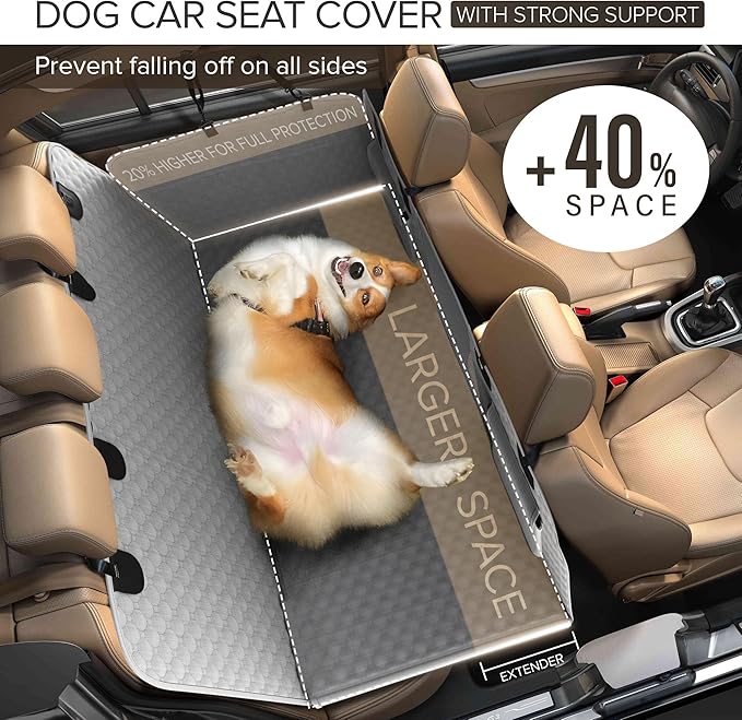 Back Seat Extender for Dogs, Heavy Duty Dog Car Seat Cover for Back Seat and Aggressive Chewer, Large Hard Bottom Car Seat Cover for Dogs, Dog Hammock for Car, Travel Pet Car Bed for Car, SUV, Truck - PhishStones Products