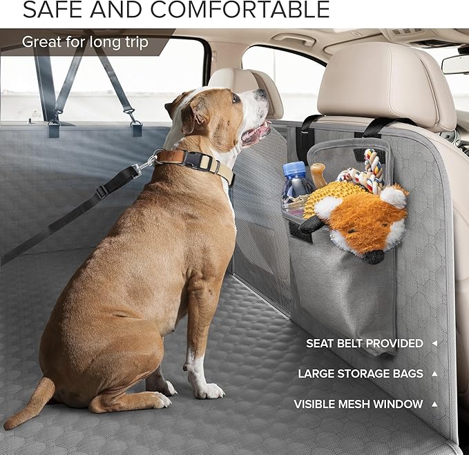 Back Seat Extender for Dogs, Heavy Duty Dog Car Seat Cover for Back Seat and Aggressive Chewer, Large Hard Bottom Car Seat Cover for Dogs, Dog Hammock for Car, Travel Pet Car Bed for Car, SUV, Truck - PhishStones Products
