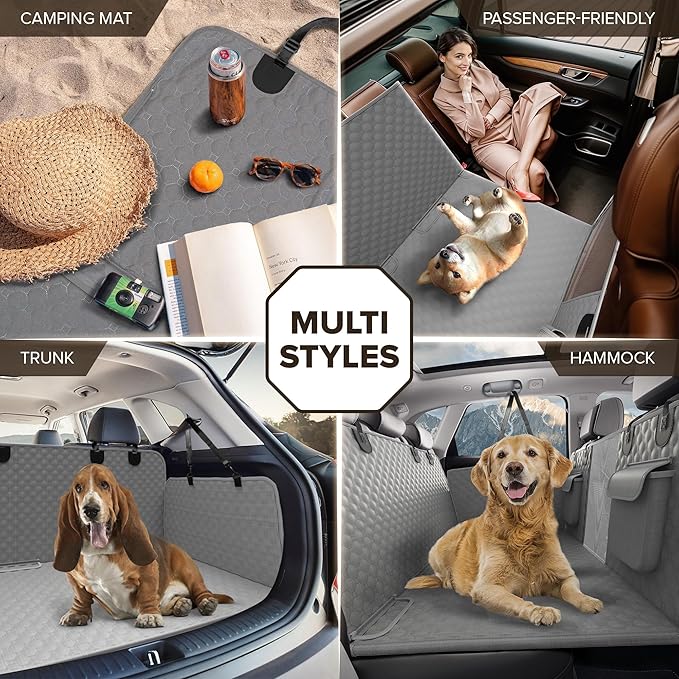 Back Seat Extender for Dogs, Heavy Duty Dog Car Seat Cover for Back Seat and Aggressive Chewer, Large Hard Bottom Car Seat Cover for Dogs, Dog Hammock for Car, Travel Pet Car Bed for Car, SUV, Truck - PhishStones Products