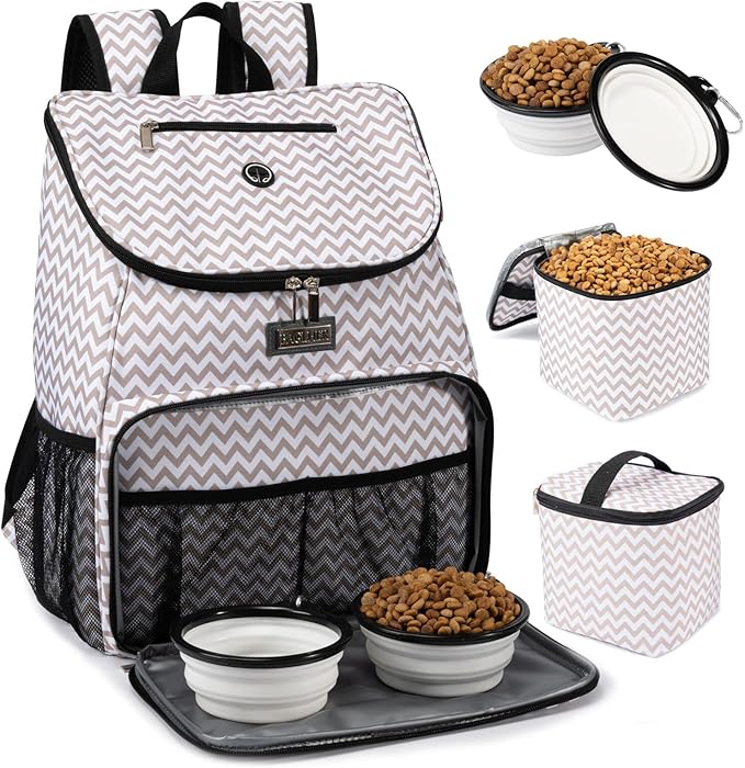 BAGLHER丨Dog Travel Bag, Airline Approved Pet Supplies Backpack, Dog Travel Backpack with 2 Silicone Collapsible Bowls and 2 Food Baskets - PhishStones Products