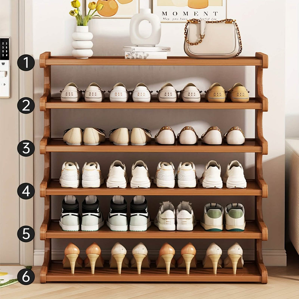 Bamboo Shoe Rack Organizer – 5 or 6 Tier, Space - Saving Storage - PhishStones Products