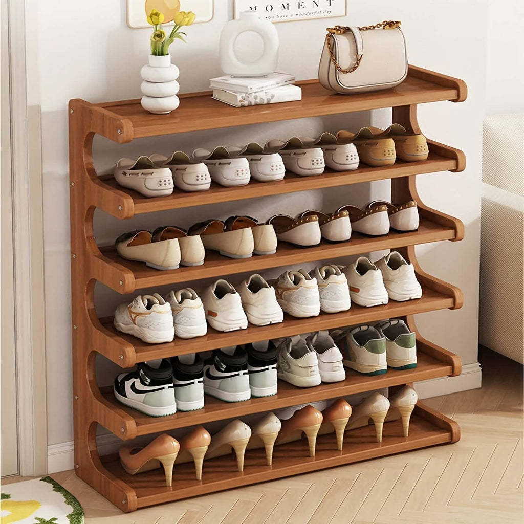 Bamboo Shoe Rack Organizer – 5 or 6 Tier, Space - Saving Storage - PhishStones Products