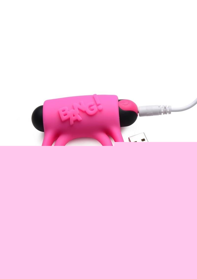 Bang! Silicone Rechargeable Cock Ring and Bullet with Remote Control