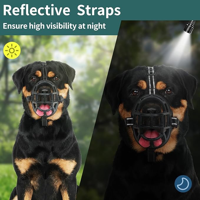 BARKLESS Dog Muzzle, Silicone Basket Muzzle for Small Medium Large Dogs, Soft Cage Mouth Cover Prevent Biting Chewing, Allow Drinking Panting, Suitable for German Shepherd - PhishStones Products