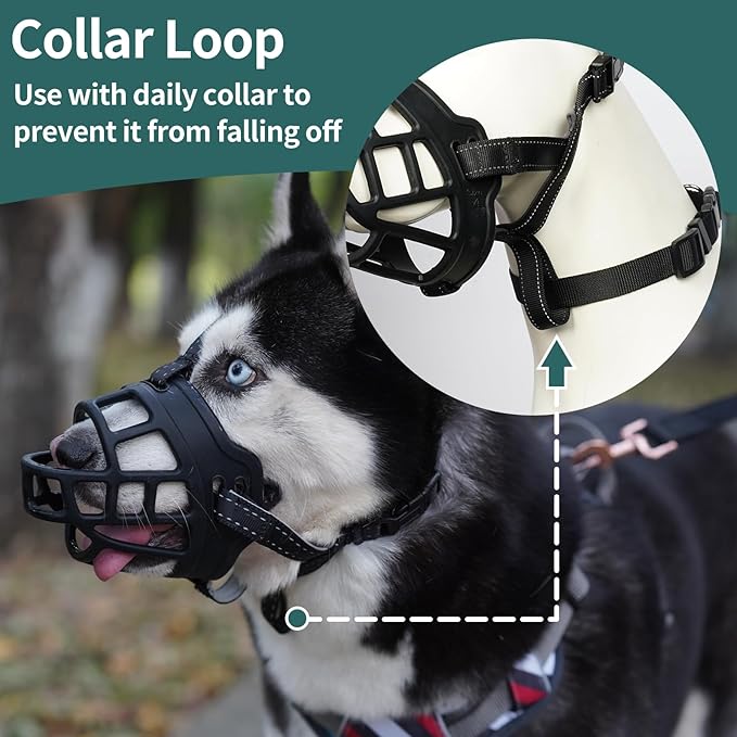 BARKLESS Dog Muzzle, Silicone Basket Muzzle for Small Medium Large Dogs, Soft Cage Mouth Cover Prevent Biting Chewing, Allow Drinking Panting, Suitable for German Shepherd - PhishStones Products