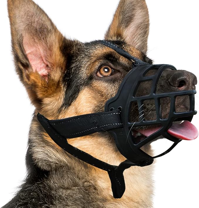 BARKLESS Dog Muzzle, Silicone Basket Muzzle for Small Medium Large Dogs, Soft Cage Mouth Cover Prevent Biting Chewing, Allow Drinking Panting, Suitable for German Shepherd - PhishStones Products