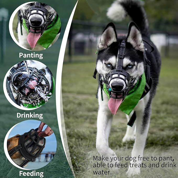 BARKLESS Dog Muzzle, Silicone Basket Muzzle for Small Medium Large Dogs, Soft Cage Mouth Cover Prevent Biting Chewing, Allow Drinking Panting, Suitable for German Shepherd - PhishStones Products
