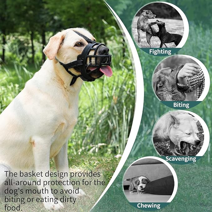 BARKLESS Dog Muzzle, Silicone Basket Muzzle for Small Medium Large Dogs, Soft Cage Mouth Cover Prevent Biting Chewing, Allow Drinking Panting, Suitable for German Shepherd - PhishStones Products