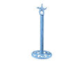 Rustic Dark Blue Whitewashed Cast Iron Starfish Extra Toilet Paper Stand 15""