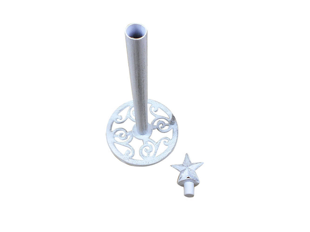 Whitewashed Cast Iron Texas Star Bathroom Extra Toilet Paper Stand 16""